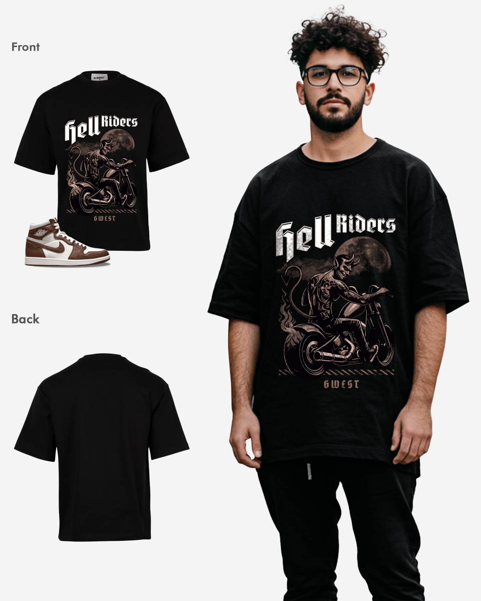 Camiseta Oversize para Hombre G West Devil Hell Riders