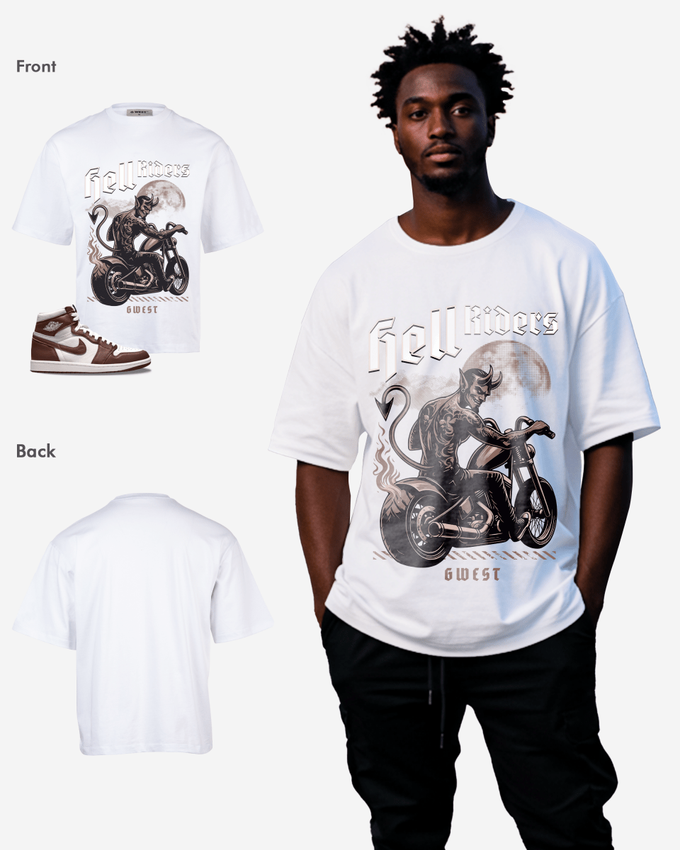 Camiseta Oversize para Hombre G West Devil Hell Riders