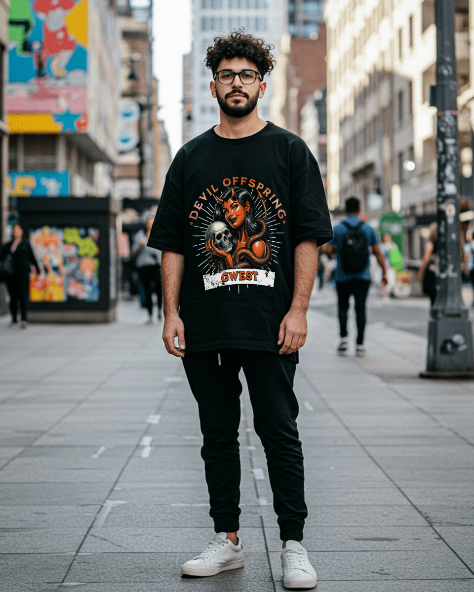 Camiseta extragrande para hombre G West Devil Offspring
