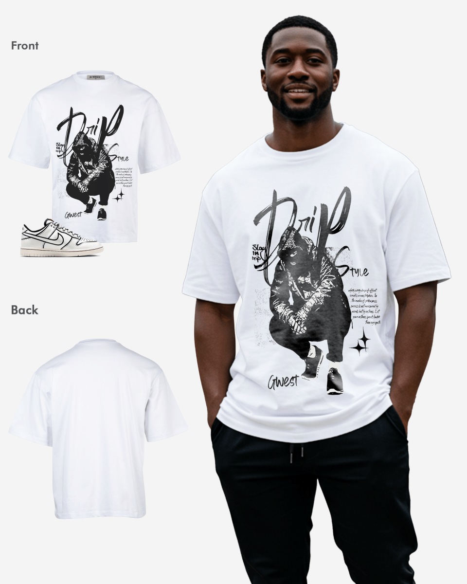 Camiseta extragrande estilo goteo G West para hombre