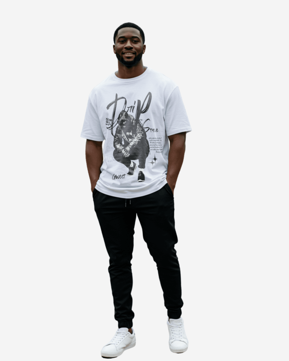 Camiseta extragrande estilo goteo G West para hombre