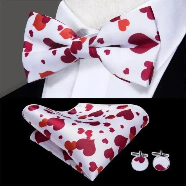 Elegant Silk Butterfly Business Bow Tie Pocket Square Cufflinks Set For Men Formal Wedding Bowtie Set For Office Stevvex