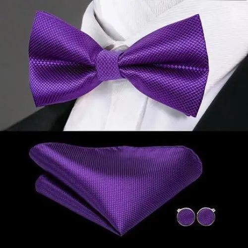 Elegant Silk Butterfly Business Bow Tie Pocket Square Cufflinks Set For Men Formal Wedding Bowtie Set For Office Stevvex