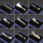 Fashion Metal Men Tie Clip Golden Musical Instrument Shape Simple Bar Clasp  Luxury Fashion Necktie Tie Clips Bar Variety Pattern Mens Suit Wedding Gift Unique Tie Clip Stevvex