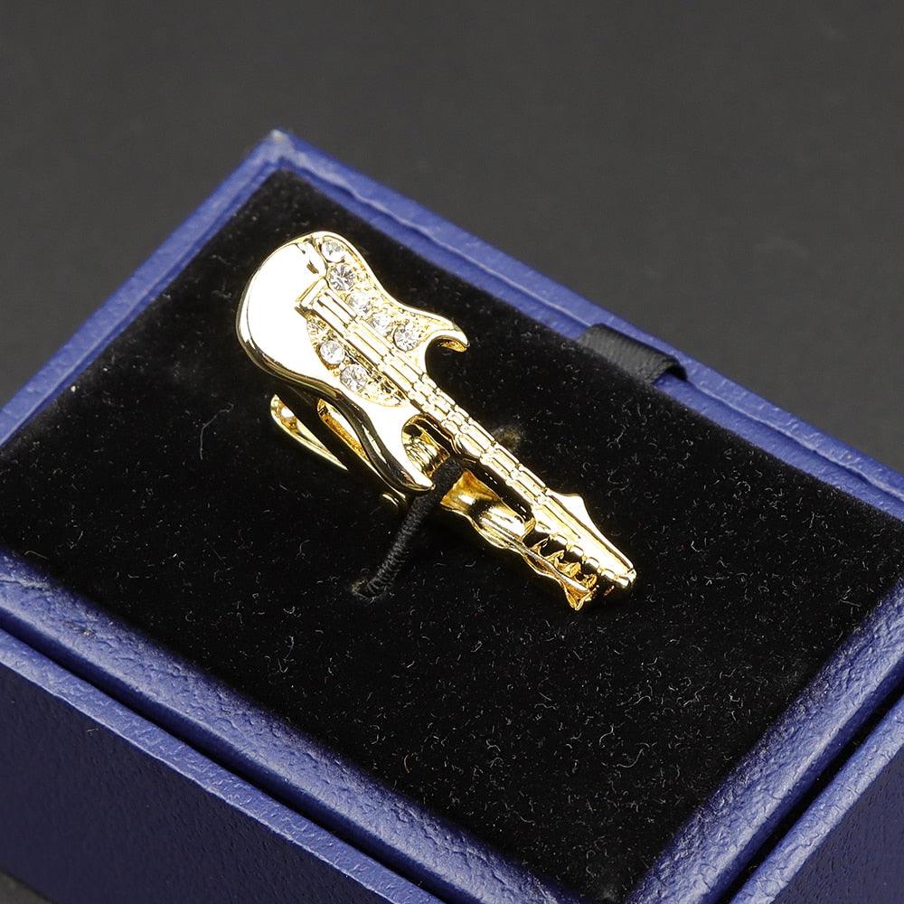 Fashion Metal Men Tie Clip Golden Musical Instrument Shape Simple Bar Clasp  Luxury Fashion Necktie Tie Clips Bar Variety Pattern Mens Suit Wedding Gift Unique Tie Clip Stevvex