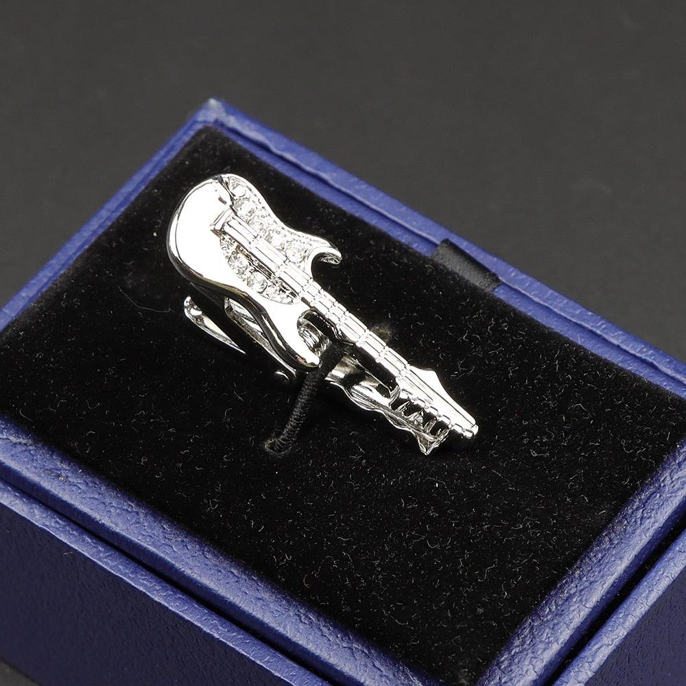 Fashion Metal Men Tie Clip Golden Musical Instrument Shape Simple Bar Clasp  Luxury Fashion Necktie Tie Clips Bar Variety Pattern Mens Suit Wedding Gift Unique Tie Clip Stevvex