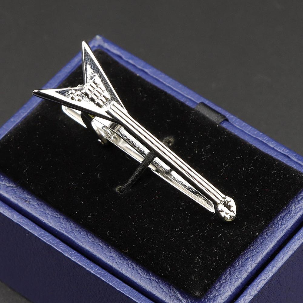 Fashion Metal Men Tie Clip Golden Musical Instrument Shape Simple Bar Clasp  Luxury Fashion Necktie Tie Clips Bar Variety Pattern Mens Suit Wedding Gift Unique Tie Clip Stevvex
