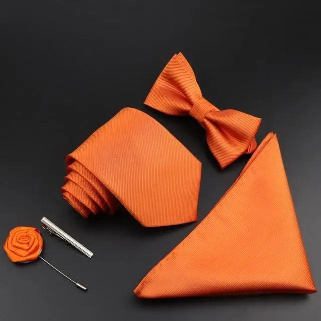 Fashion Red Business Necktie Matching Bowtie Flower Vintage Design Set For Men Self-Tie Bow Tie And Pocket Square Classic Business Tuxedo Wedding Bowties Handkerchief Set Men Necktie And Pocket Square Set Stevvex