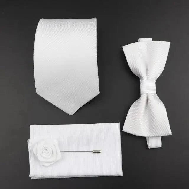 Fashion Red Business Necktie Matching Bowtie Flower Vintage Design Set For Men Self-Tie Bow Tie And Pocket Square Classic Business Tuxedo Wedding Bowties Handkerchief Set Men Necktie And Pocket Square Set Stevvex