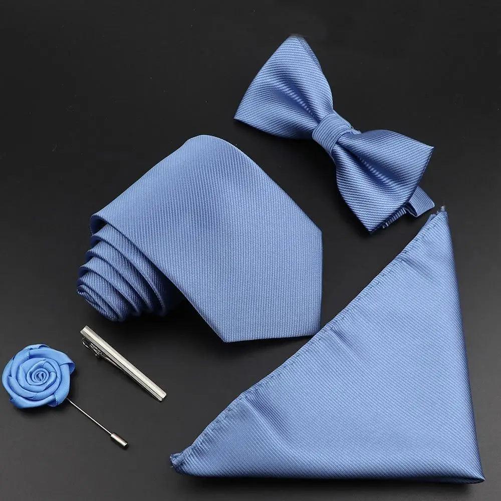 Fashion Red Business Necktie Matching Bowtie Flower Vintage Design Set For Men Self-Tie Bow Tie And Pocket Square Classic Business Tuxedo Wedding Bowties Handkerchief Set Men Necktie And Pocket Square Set Stevvex