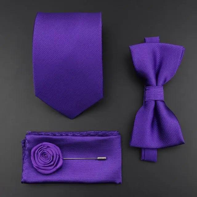 Fashion Red Business Necktie Matching Bowtie Flower Vintage Design Set For Men Self-Tie Bow Tie And Pocket Square Classic Business Tuxedo Wedding Bowties Handkerchief Set Men Necktie And Pocket Square Set Stevvex