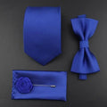 Fashion Red Business Necktie Matching Bowtie Flower Vintage Design Set For Men Self-Tie Bow Tie And Pocket Square Classic Business Tuxedo Wedding Bowties Handkerchief Set Men Necktie And Pocket Square Set Stevvex