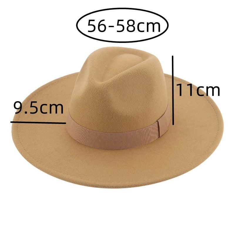 Fashionable Fedora Hats Women Wide Brim Dress Caps  Women's Fedora Hats Elegant Wide Brim Fedora Hat  Wedding Men Hat Warm Retro Style Belt 56-58cm Stevvex