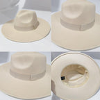 Fashionable Fedora Hats Women Wide Brim Dress Caps  Women's Fedora Hats Elegant Wide Brim Fedora Hat  Wedding Men Hat Warm Retro Style Belt 56-58cm Stevvex