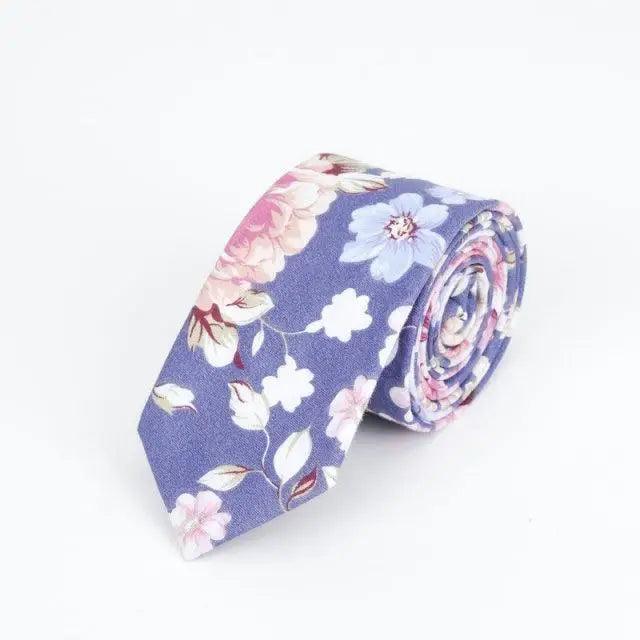 Flower Theme Cotton Slim Men Necktie Casual Business Design Skinny Necktie Floral Print Party Necktie For Men Stevvex