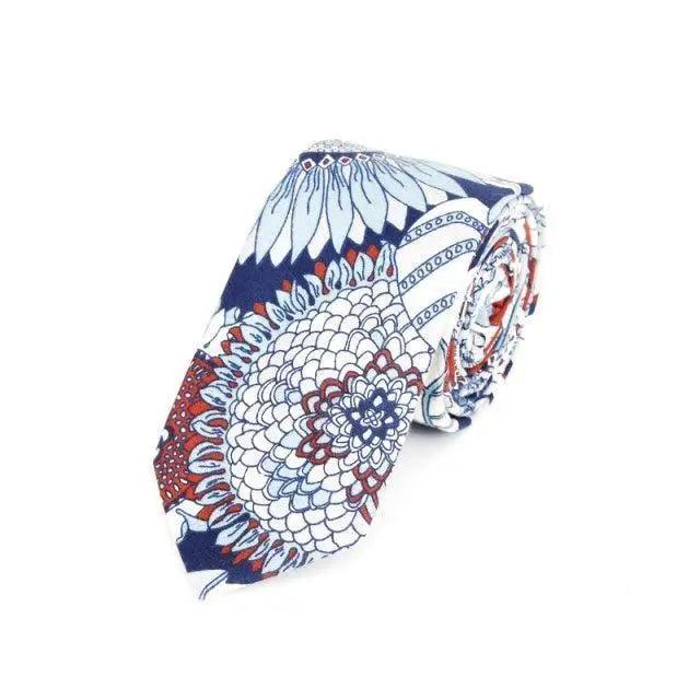 Flower Theme Cotton Slim Men Necktie Casual Business Design Skinny Necktie Floral Print Party Necktie For Men Stevvex