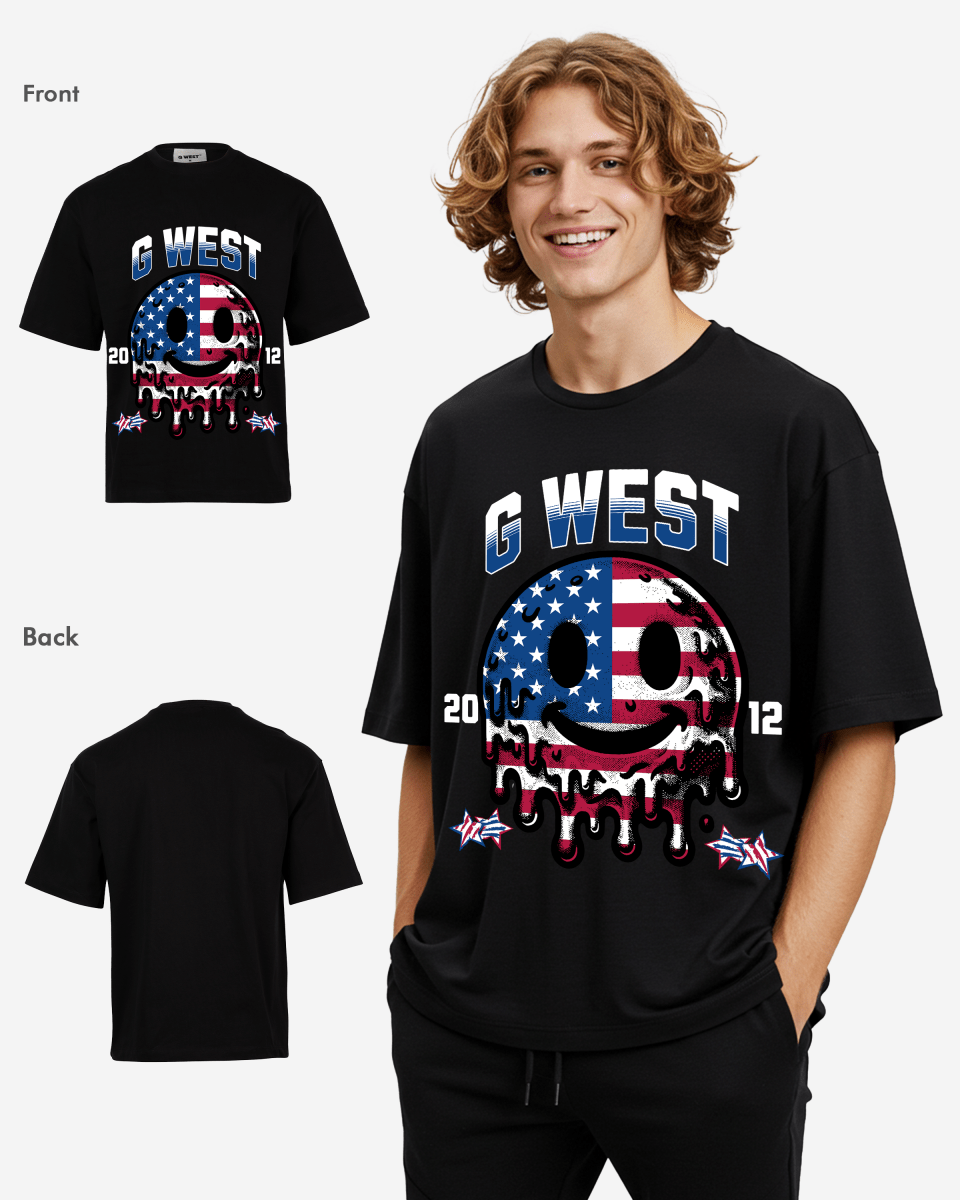 G West AMERICAN FLAG Oversized T-Shirt Mens G West
