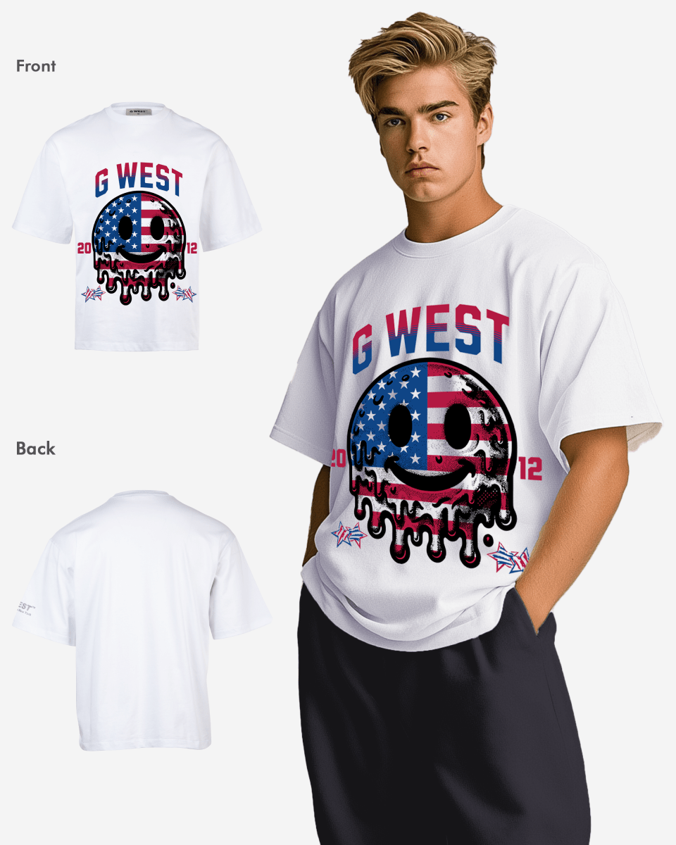 G West AMERICAN FLAG Oversized T-Shirt Mens G West
