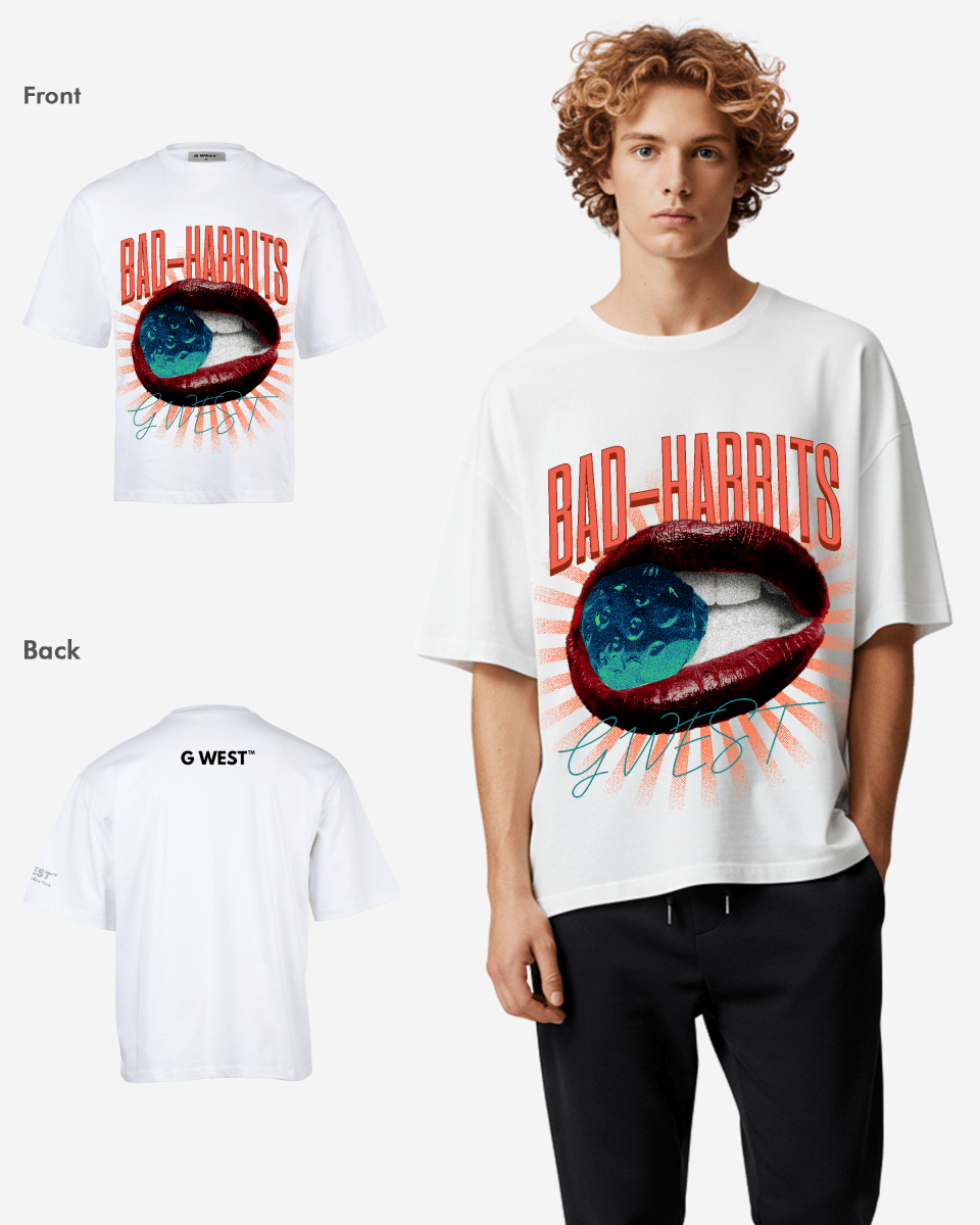 G WEST BAD HABBITS OVERSIZED T-Shirt Mens G West