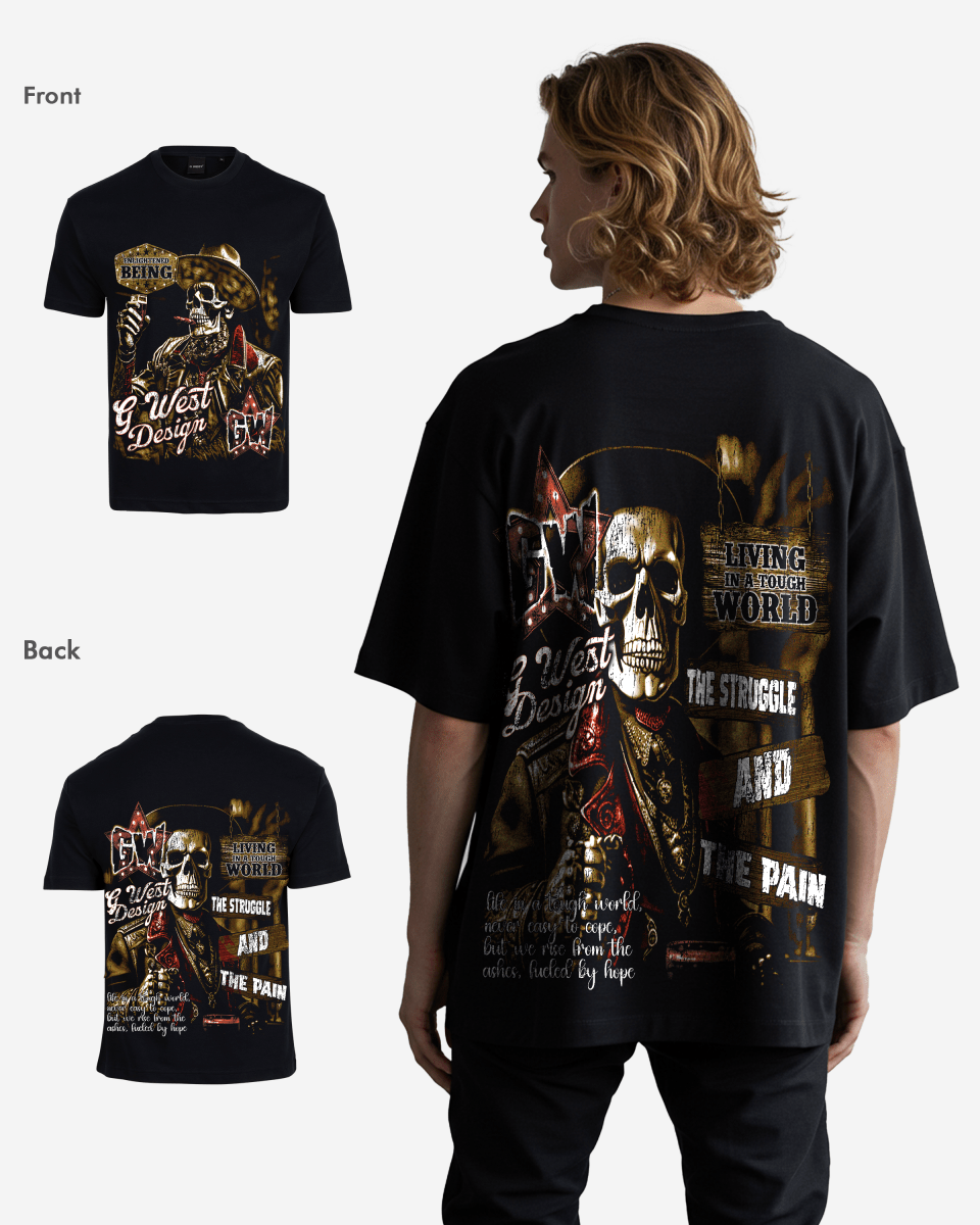 G West Mens Being Enlightened Acid Wash Premium Oversized Tee G West