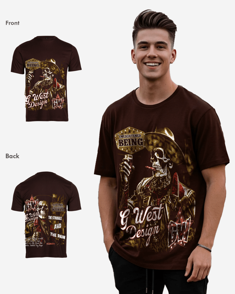G West Mens Being Enlightened Acid Wash Premium Oversized Tee G West