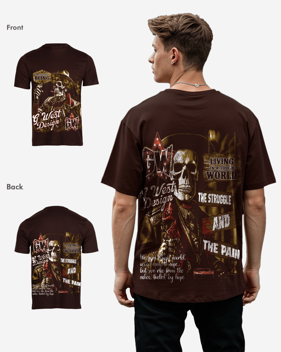 G West Mens Being Enlightened Acid Wash Premium Oversized Tee G West