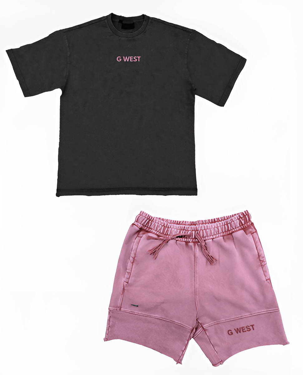 G West Black & Pink Wash Short Set G West