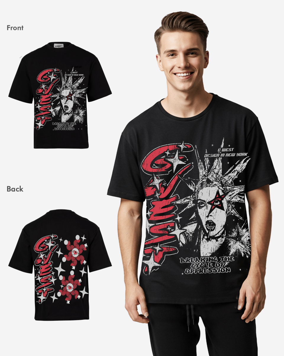 G West Mens Breaking The Cycle Double Sided Premium Oversized Tee G West