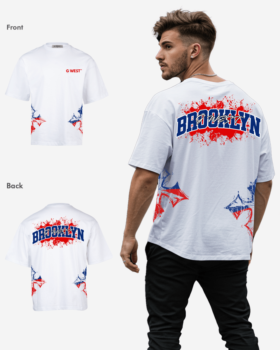 G West Brooklyn Blood Arch Logo Oversized T-Shirts G West
