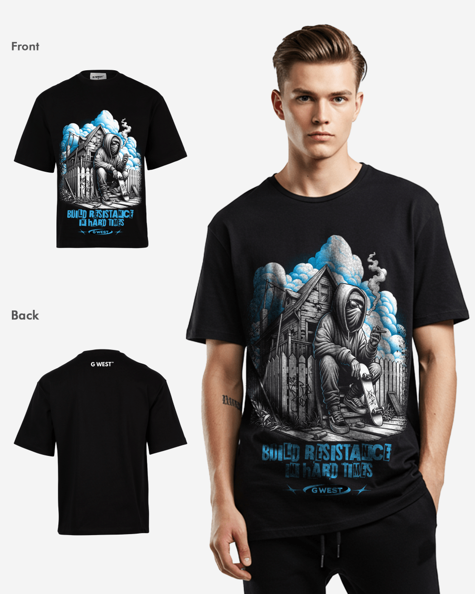 G WEST BUILD RESISTANCE IN HARD TIME OVERSIZED T-Shirt Mens G West