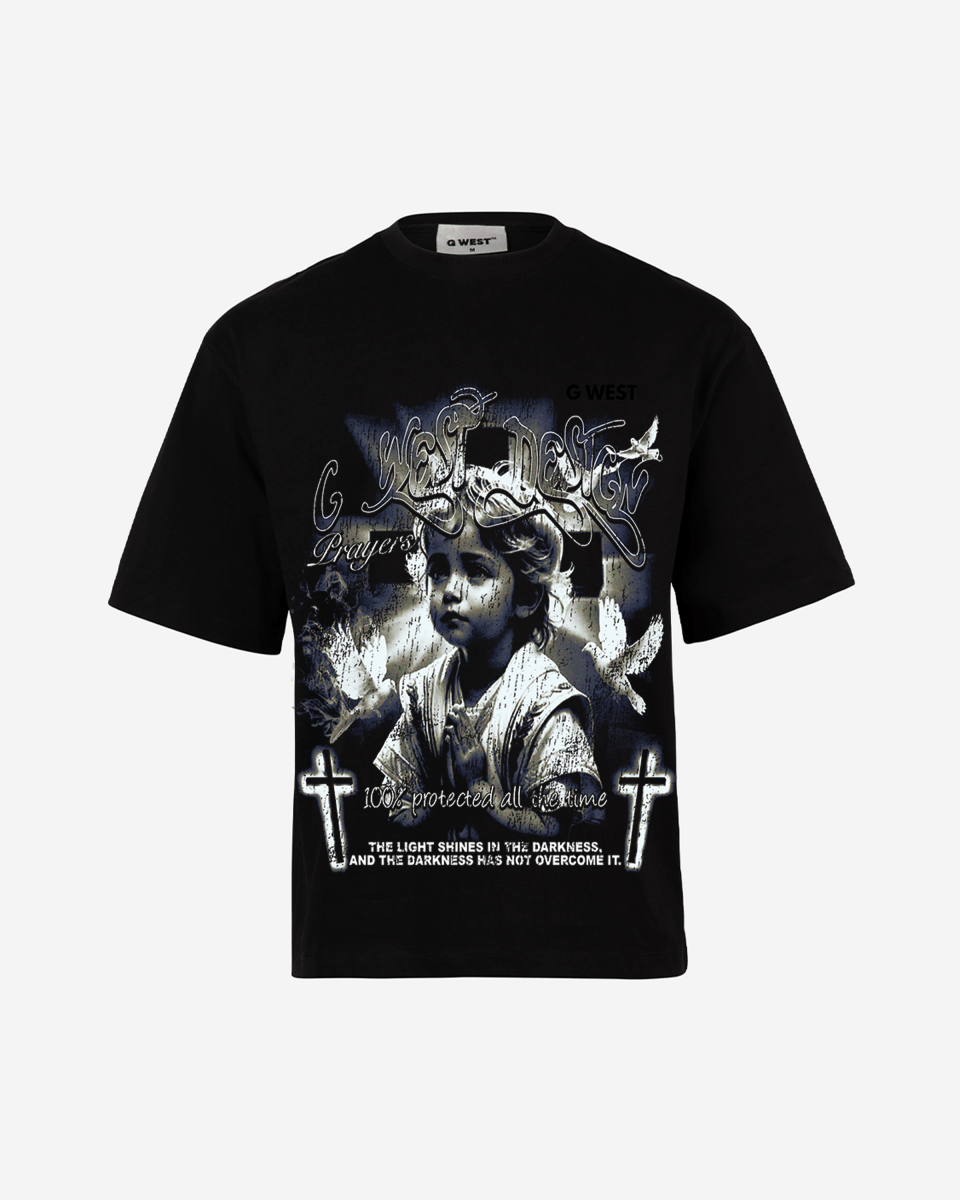 G West Mens Connected All The Time Premium Oversized Tee Front And Back Print G West