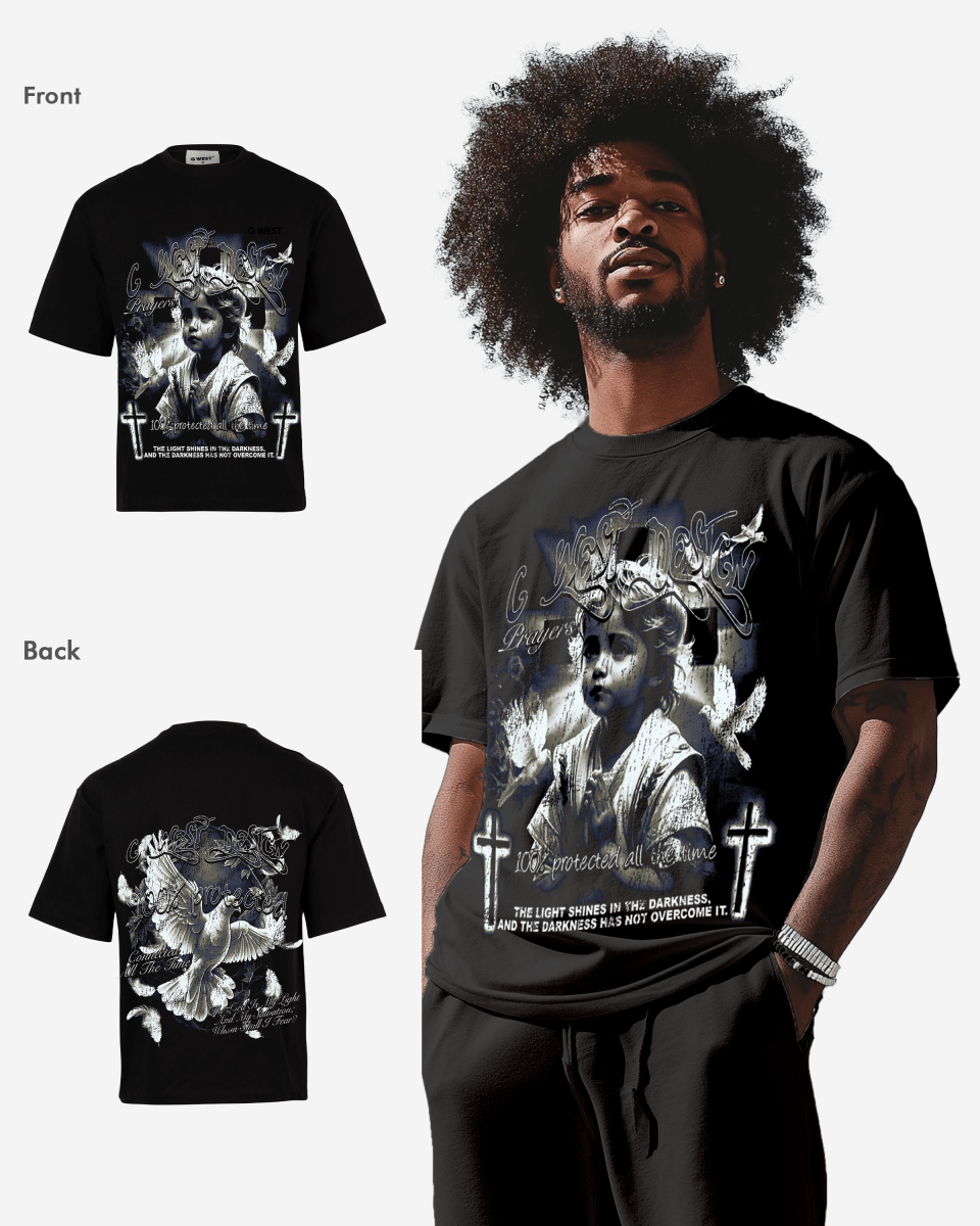 G West Mens Connected All The Time Premium Oversized Tee Front And Back Print G West