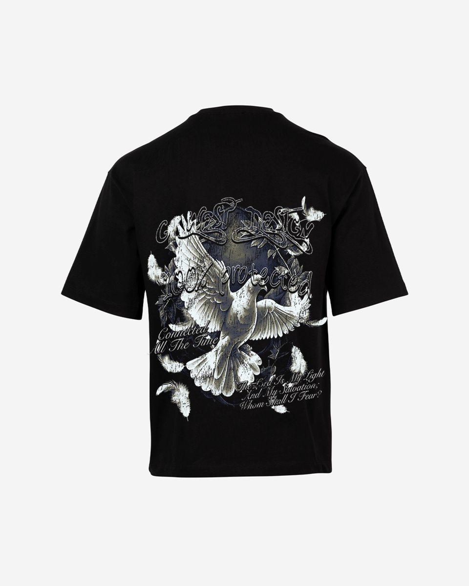 G West Mens Connected All The Time Premium Oversized Tee Front And Back Print G West