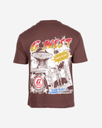 G West Mens Cosmic Sky Ride Double Hit Premium Oversized  Tee Front And Back Print G West
