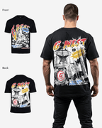 G West Mens Cosmic Sky Ride Double Hit Premium Oversized  Tee Front And Back Print G West
