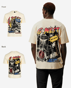 G West Mens Cosmic Sky Ride Double Hit Premium Oversized  Tee Front And Back Print G West