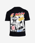G West Mens Cosmic Sky Ride Double Hit Premium Oversized  Tee Front And Back Print G West