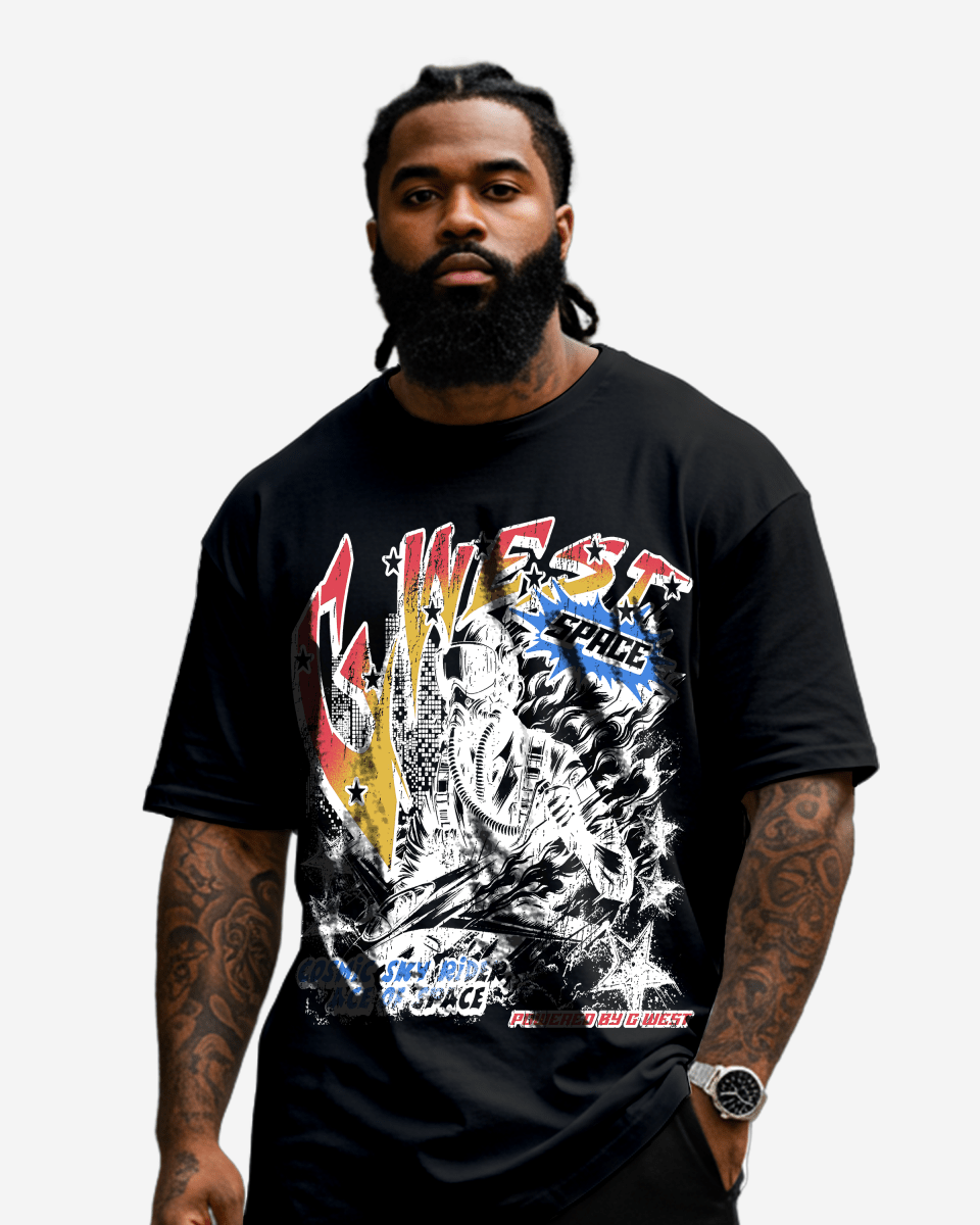 G West Cosmic Sky Ride Double Hit T-Shirt Big and Tall Mens G West