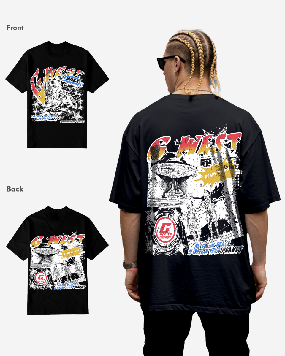 G West Cosmic Sky Ride Double Hit T-Shirt Big and Tall Mens G West