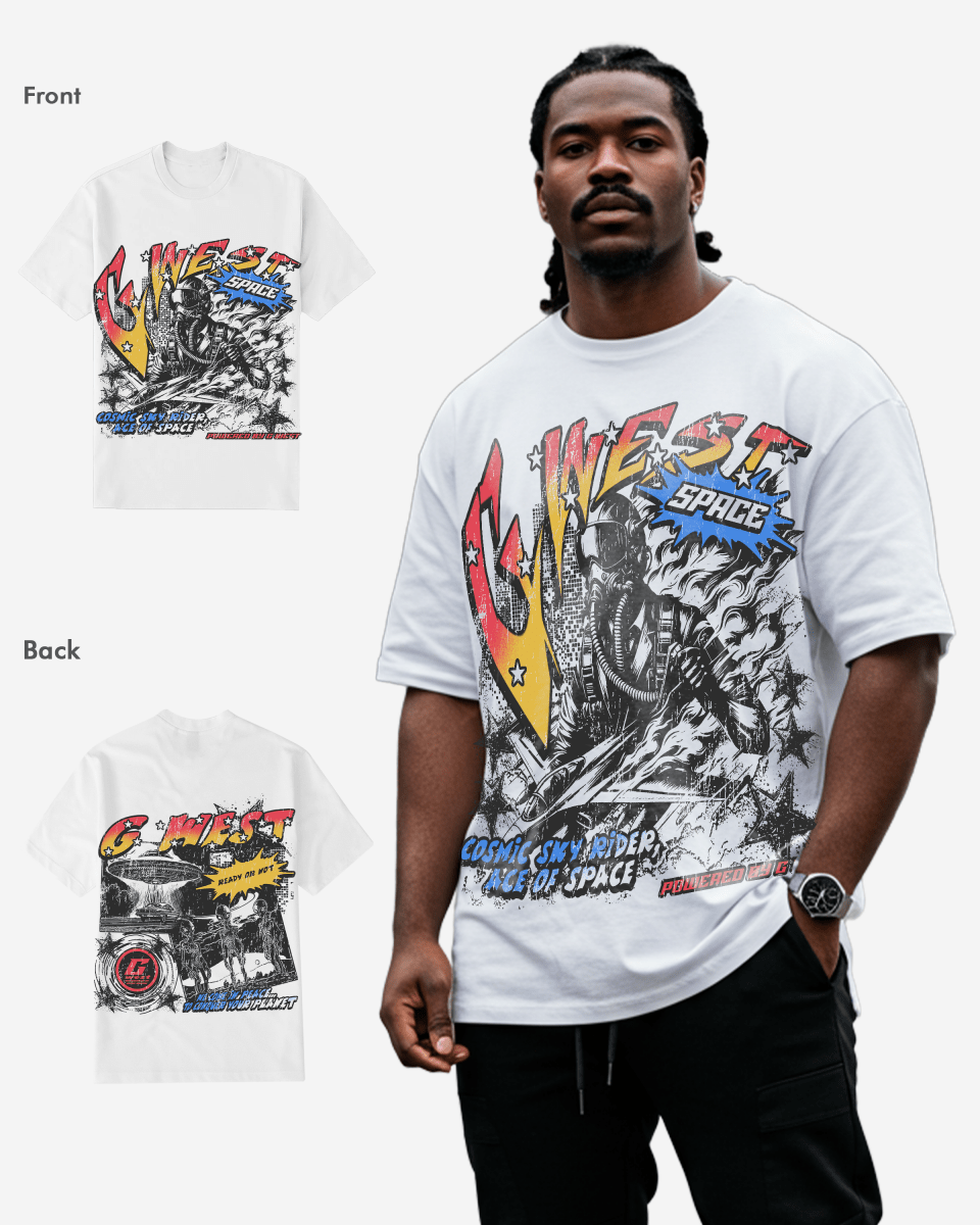 G West Cosmic Sky Ride Double Hit T-Shirt Big and Tall Mens G West