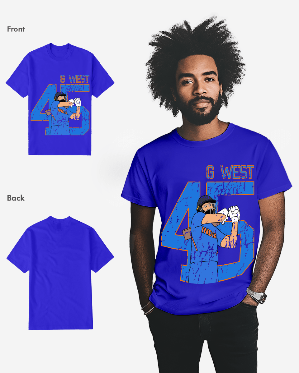 G West Cricket India King-45 T-Shirt : Gwdtfl2410 - 3 Colors Mens G West