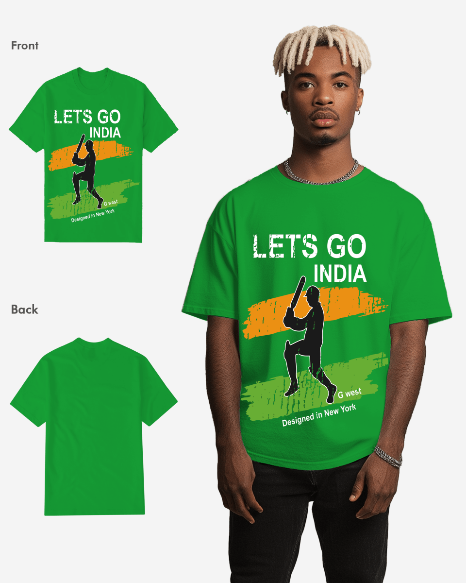 G West Cricket Lets Go India T-Shirt Mens G West