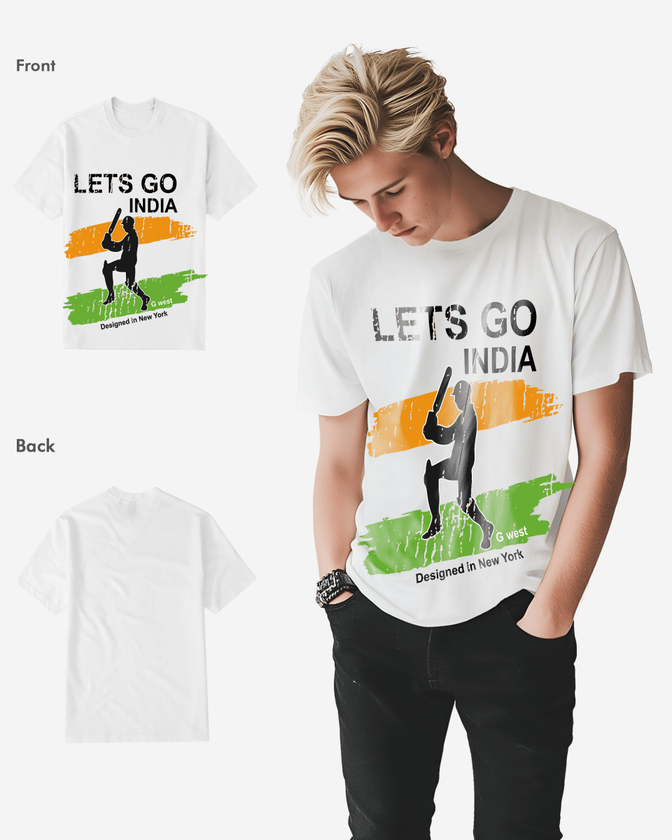 G West Cricket Lets Go India T-Shirt Mens G West
