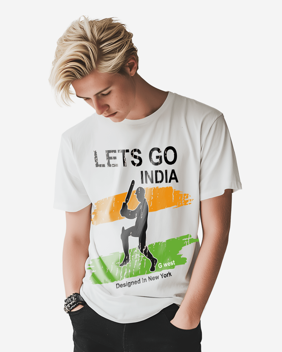 G West Cricket Lets Go India T-Shirt Mens G West