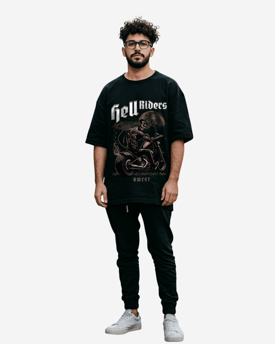 Camiseta Oversize para Hombre G West Devil Hell Riders