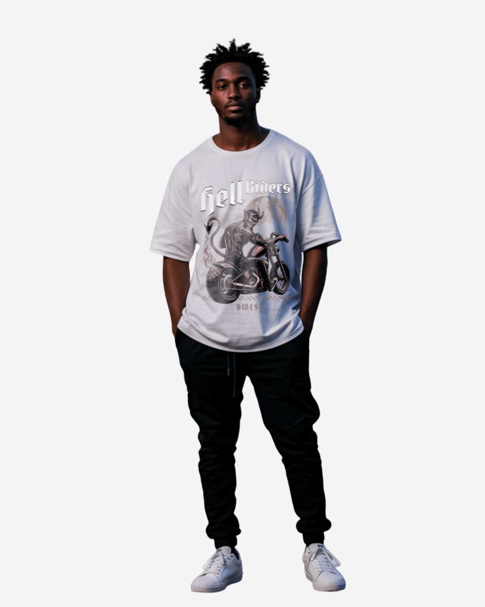 Camiseta Oversize para Hombre G West Devil Hell Riders