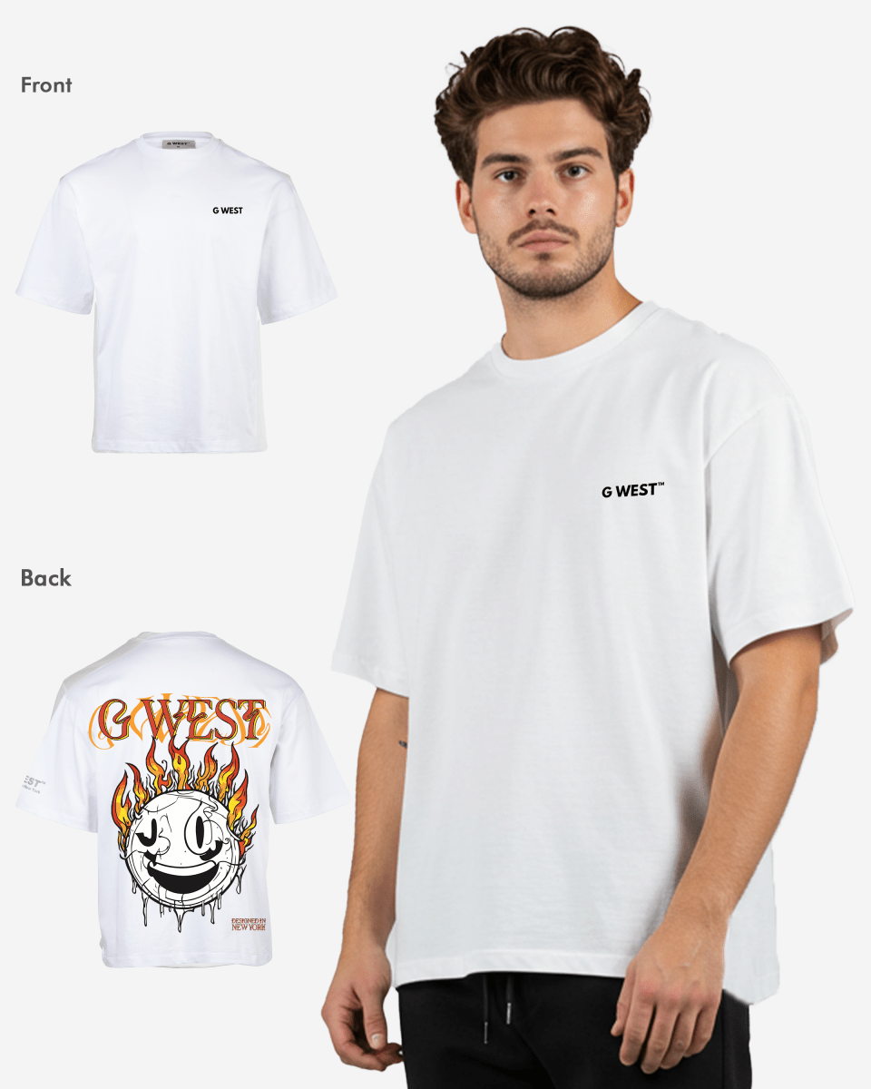 G West Fire Smile Life Style Oversized T-Shirt Mens G West