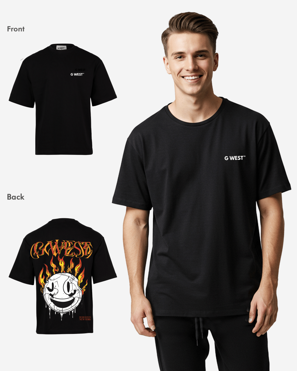 G West Fire Smile Life Style Oversized T-Shirt Mens G West