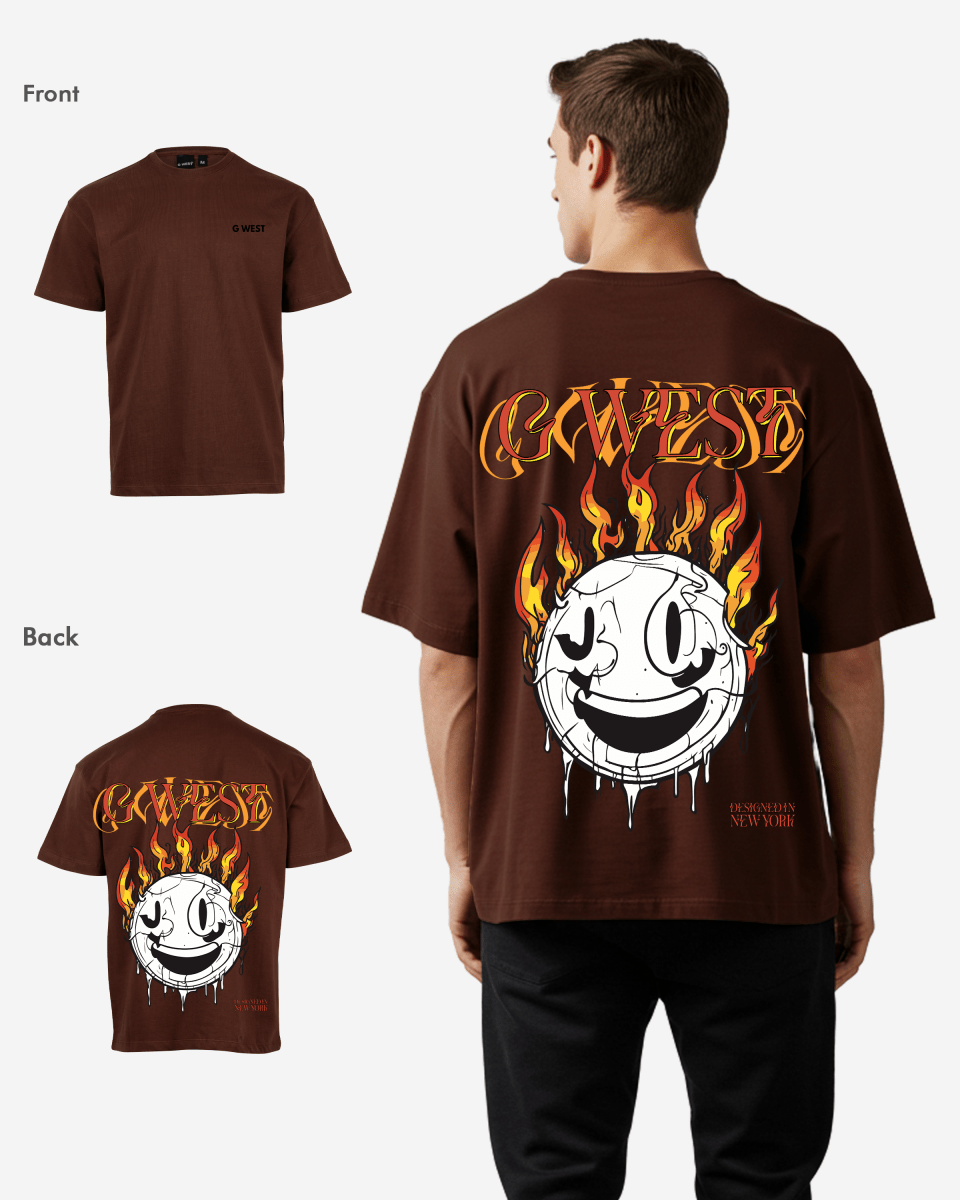 G West Fire Smile Life Style Oversized T-Shirt Mens G West