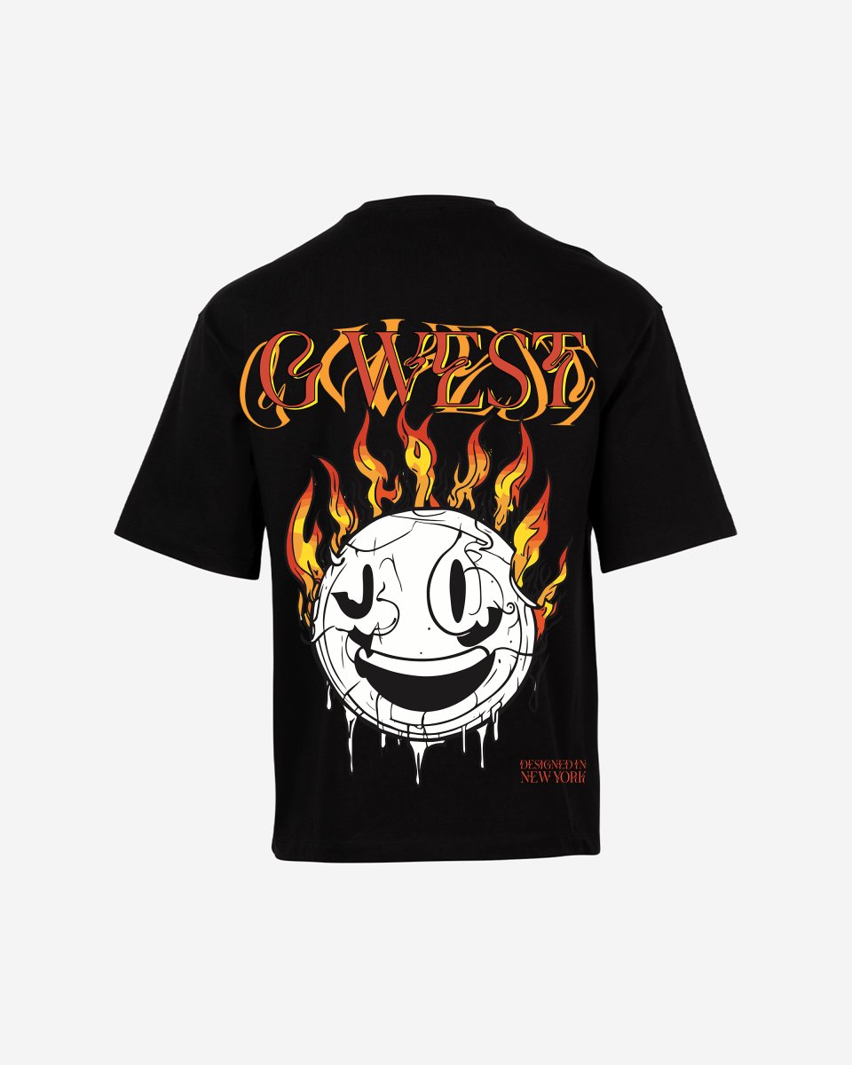 G West Fire Smile Life Style Oversized T-Shirt Mens G West